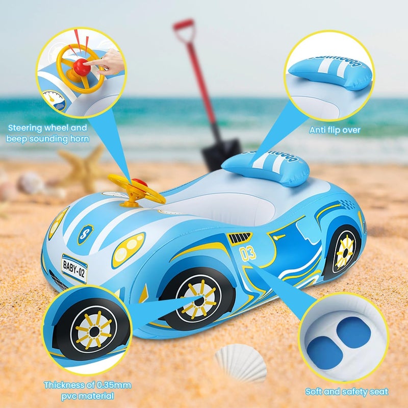 RADSHSP Baby Pool Float 3D Car Baby Floaties for Toddlers 12-48 Months Heavy Duty Infant Swim Float Toddlers Pool Floats Kids Swim Floaties Swimming Pool Floats for 1-4 Years Toddler Floaties for Boys & Girls - Image 3